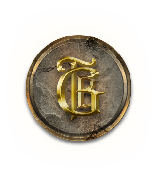 The Bar Glow monogram: an ornate gold G set into a dark marbled medallion